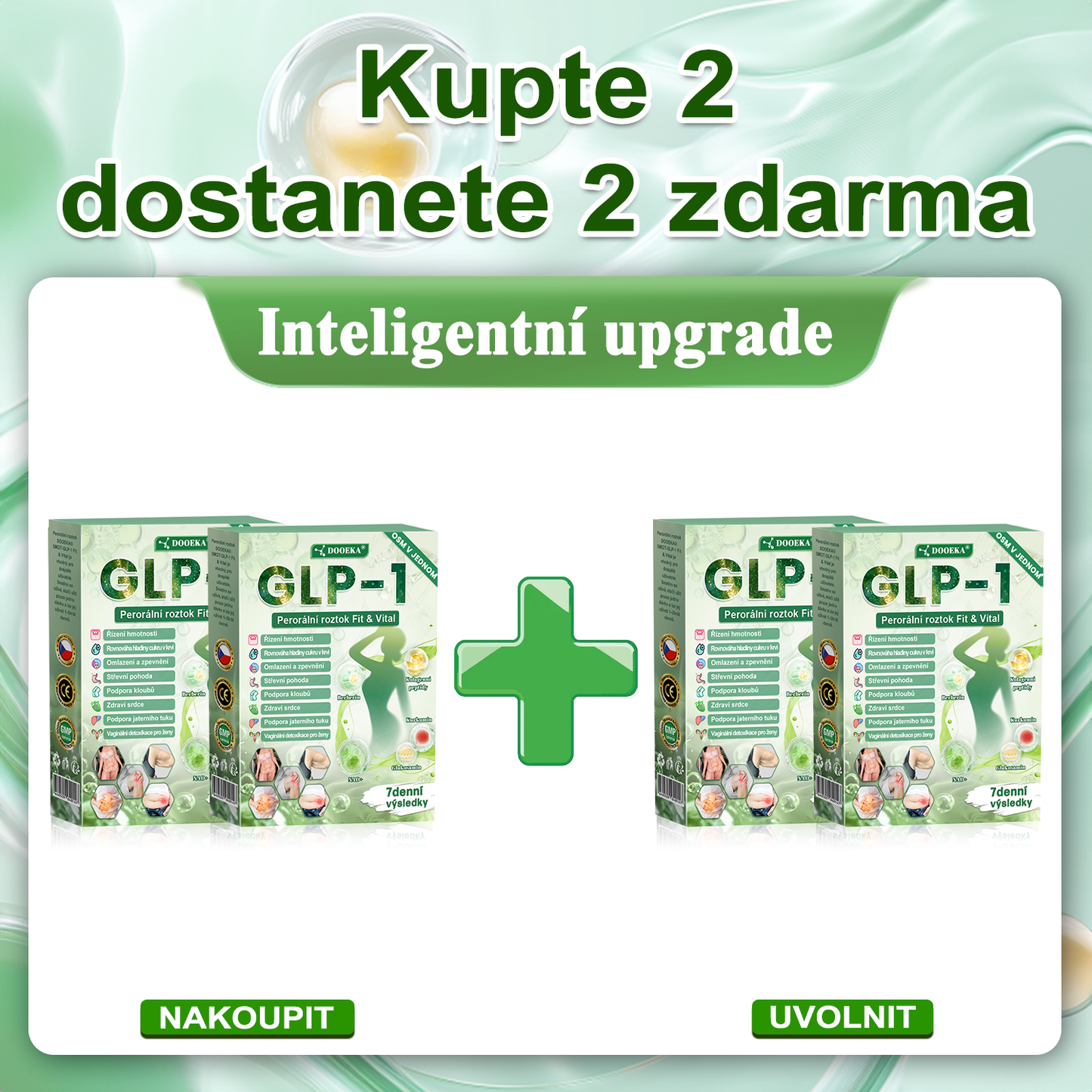 DOOEKA® GLP-1 8 v 1 Fit & Vital perorální roztok – 💧 jednou denně, viditelné změny za 7 dní / při obezitě, kardiovaskulárním zdraví, cukrovce, spánkové apnoi, zdraví střev, kloubních potížích a mnoha dalších stavech