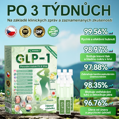 DOOEKA® GLP-1 8 v 1 Fit & Vital perorální roztok – 💧 jednou denně, viditelné změny za 7 dní / při obezitě, kardiovaskulárním zdraví, cukrovce, spánkové apnoi, zdraví střev, kloubních potížích a mnoha dalších stavech